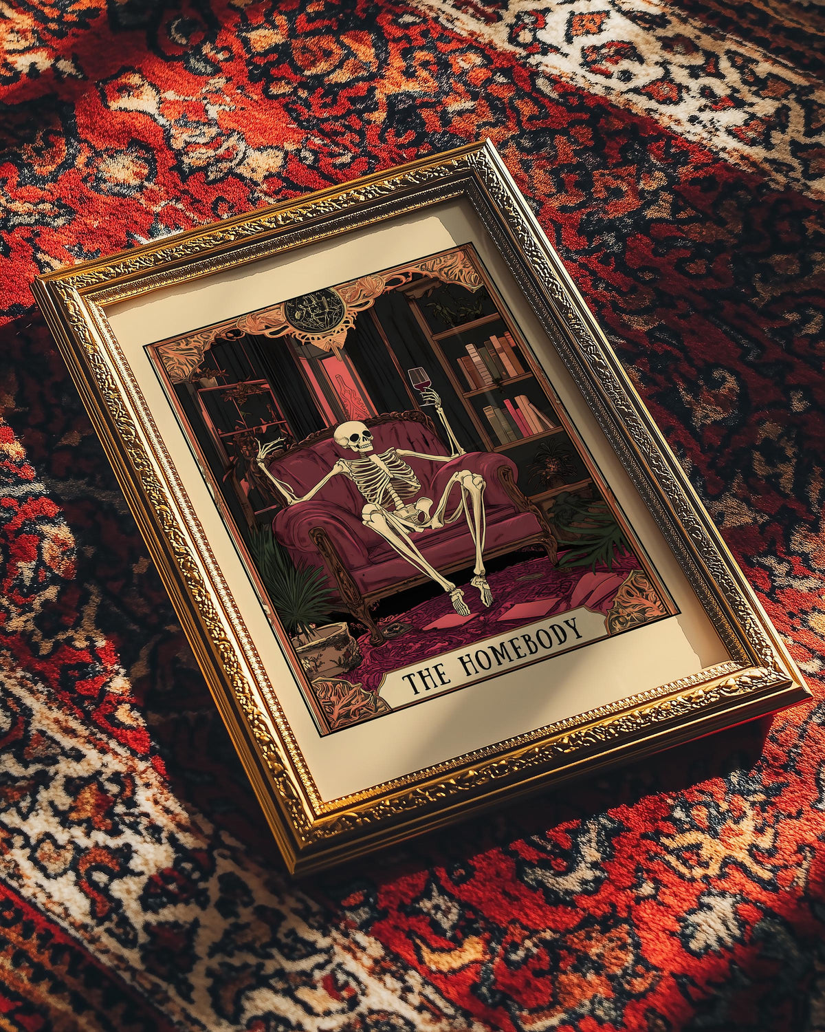The Homebody Tarot Card Sarcastic Skeleton Print The Homebody Club Print Spooky Print Living Room Print Witchy Library Decor Graphic Tee – Feel-Good Design · Must-Have Style