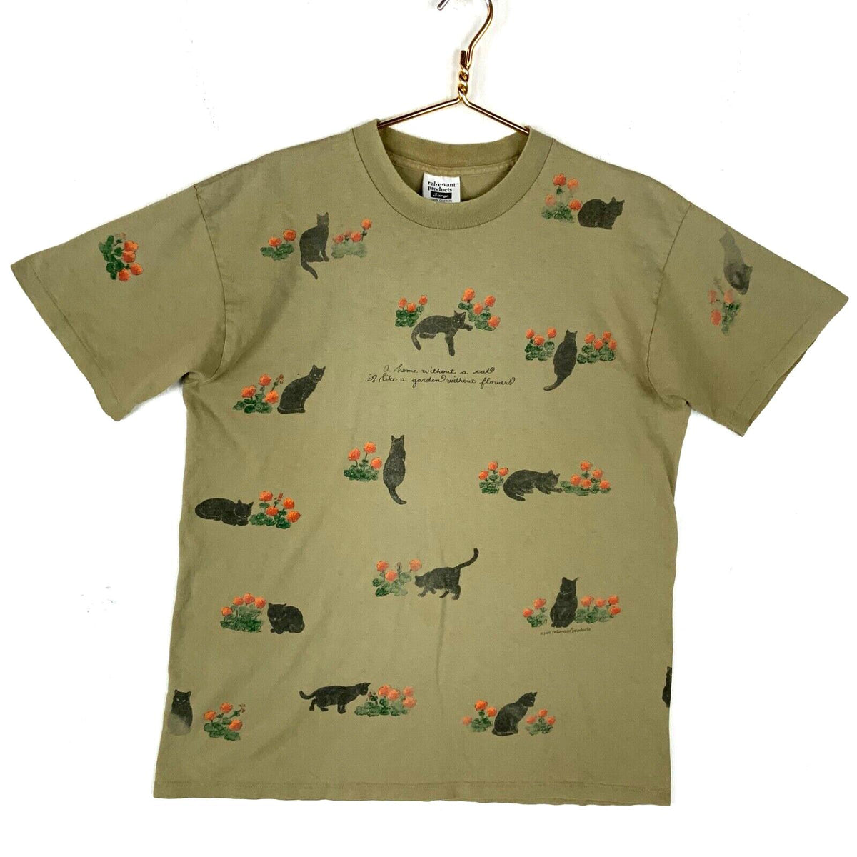 Vintage Cats All Over Print TShirt Large Made In Usa 1997 Flowers 90s Graphic Tee – Easygoing Wear · Perfect For Daily Wear