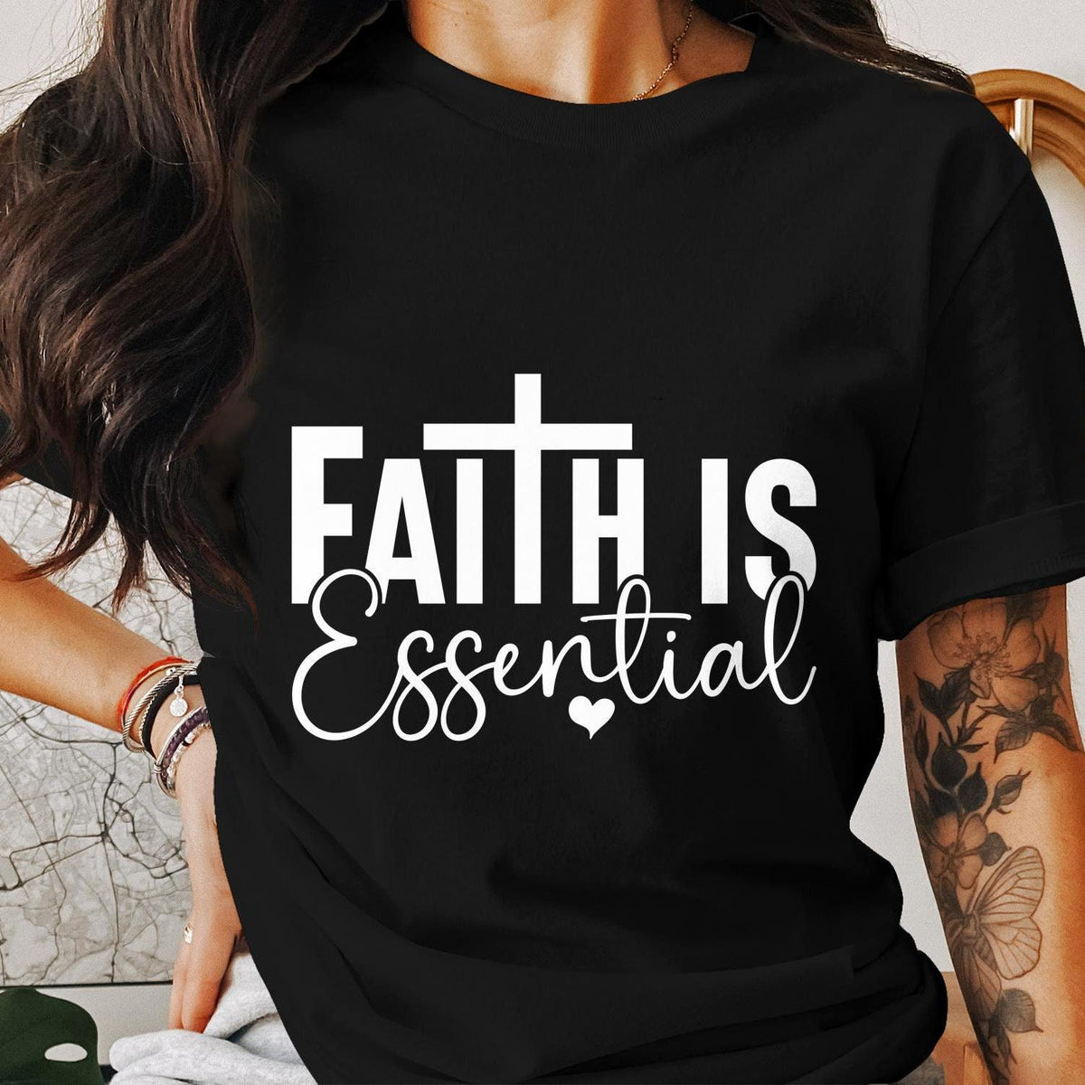 Faith Is Essential Inspirational Christian T Shirt Motivational Quote Tee Shirt Positive Message Graphic Tee Gift Graphic Tee – Everyday Comfort · High-Quality Print
