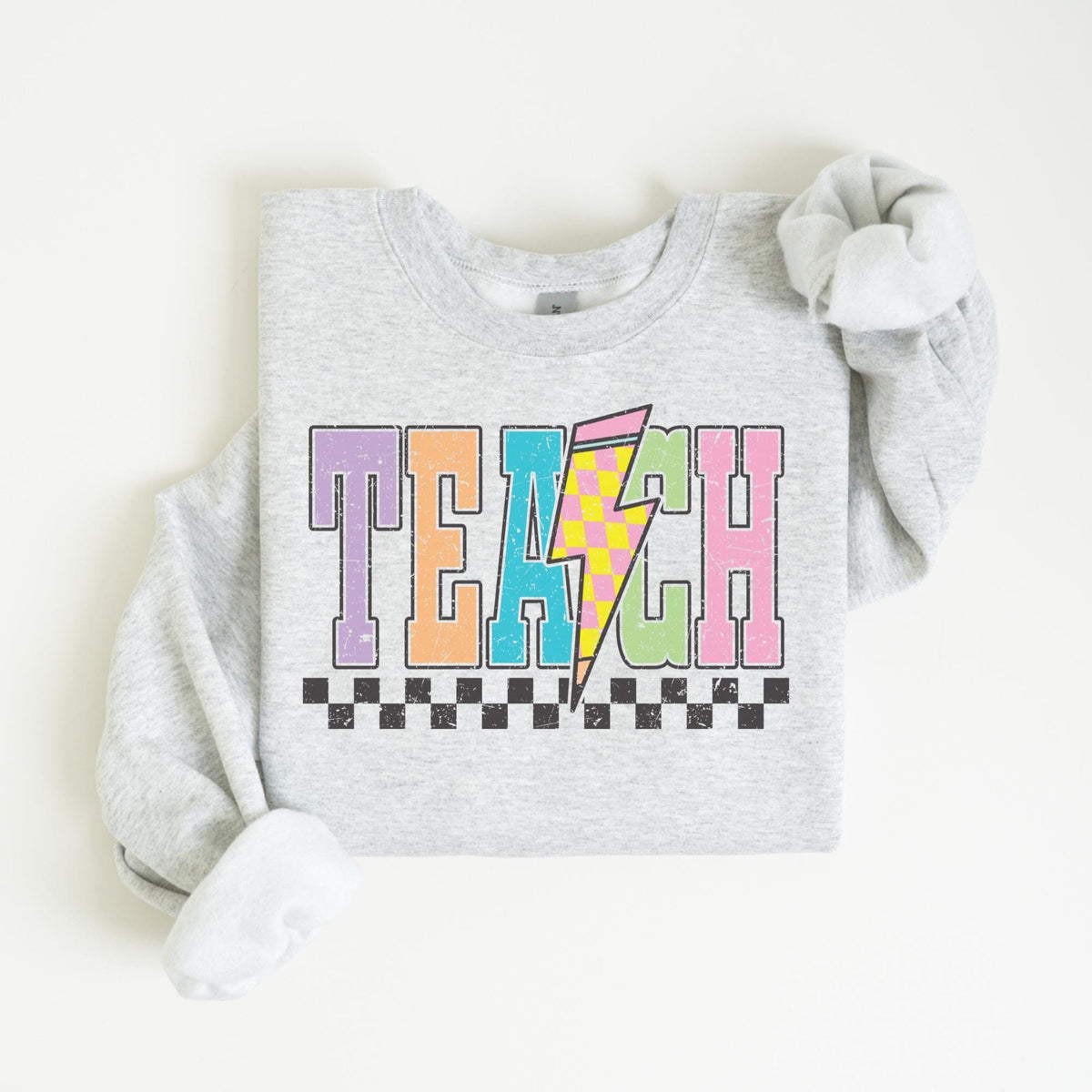 Teach Sweatshirt Cute Teacher Sweatshirt Teacher Appreciation Gift Back To School Elementary Teacher Shirt Varsity Teach Sweatshirt Sweatshirt – Feel-Good Design · Trending Graphic Apparel