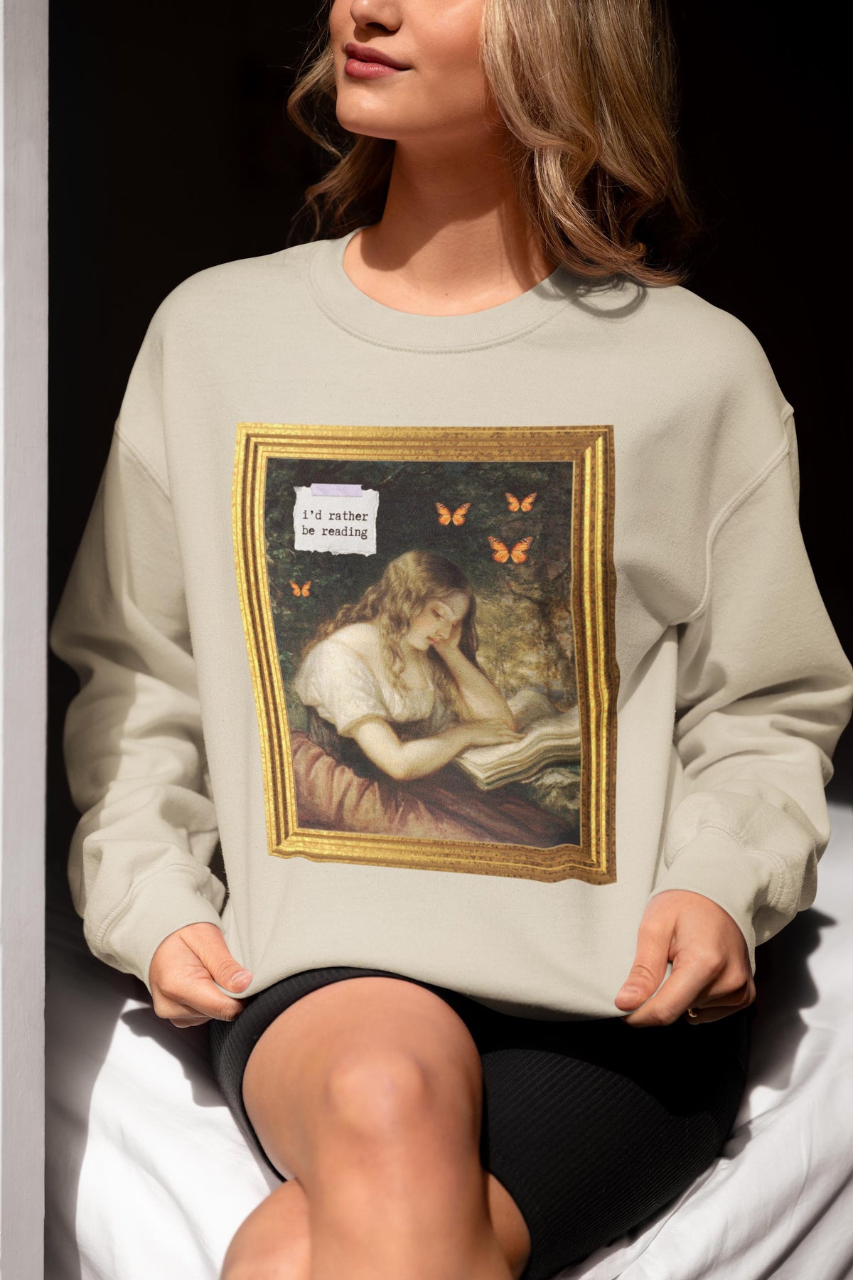 Book Lover Sweatshirt with 19th Century Artwork Study in a Wood Daniel Huntington Cute Bookish Crewneck Romance Reader Bookworm Gift Sweatshirt – Premium Graphic · Top Pick For Any Outfit
