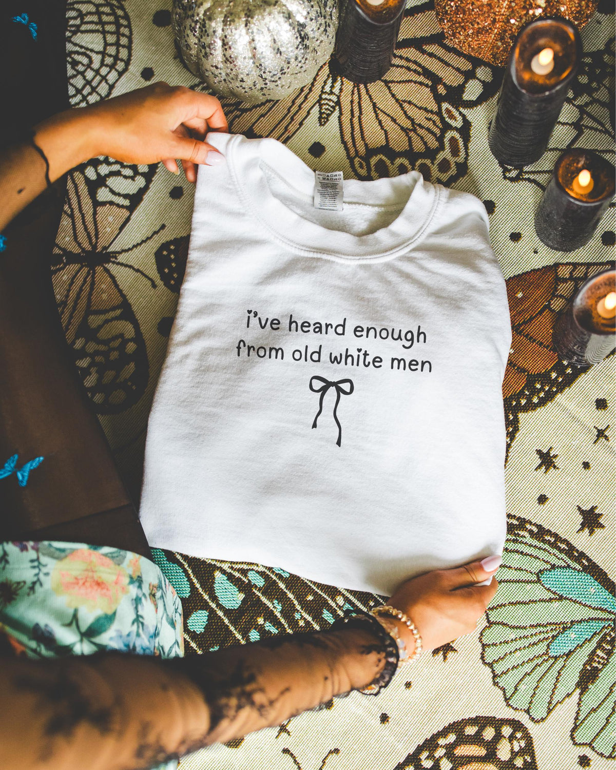 Funny Feminist Sweatshirt with Cute Minimal Bow Boho Democratic Leftist Shirt Heard Enough From Old White Men Gift for Daughter or Sister Sweatshirt – Warm & Stylish · Top Pick For Any Outfit