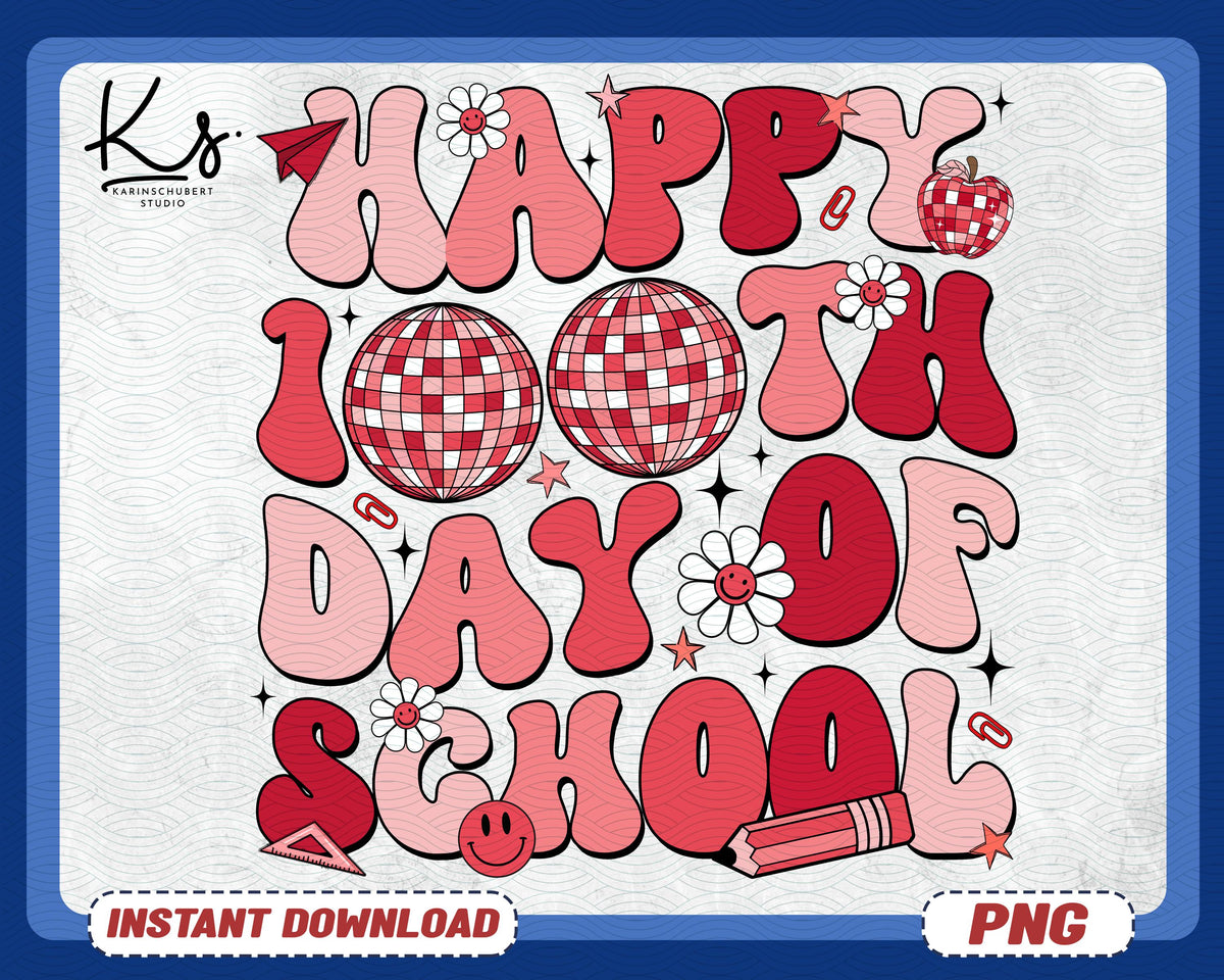 Happy 100 Days Of School Png 100th Days Of School Teacher Png Student Png 100 Days Smarter Png School Shirt Design Back To School Png Graphic Tee – Cozy Vibes · Perfect For Daily Wear