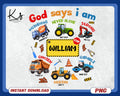 God Says I Am Boys Truck Png Christian Kids Png Biblical Toddler Shirt Design Boys Kids Construction Png Bible Verse Png Jesus Love Png Graphic Tee – Cozy Vibes · Trending Graphic Apparel
