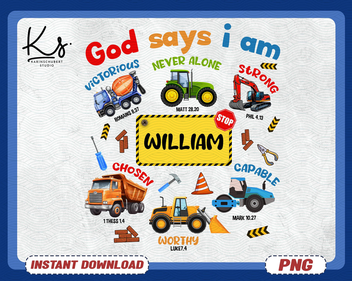 God Says I Am Boys Truck Png Christian Kids Png Biblical Toddler Shirt Design Boys Kids Construction Png Bible Verse Png Jesus Love Png Graphic Tee – Cozy Vibes · Trending Graphic Apparel