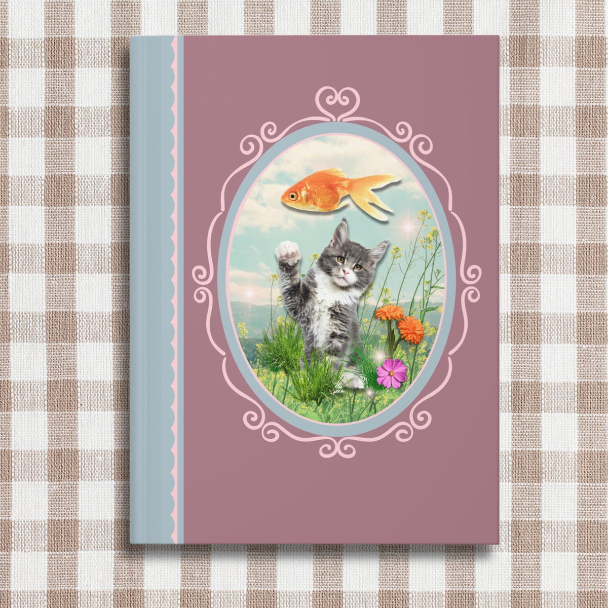 Funny Cat Lover Notebook for Cat Mom or Cat Dad Kitten Reaching for Goldfish Floating in Sky Silly Weirdcore Dreamcore 90s Aesthetic Gift Graphic Tee – Warm & Stylish · Must-Have Style