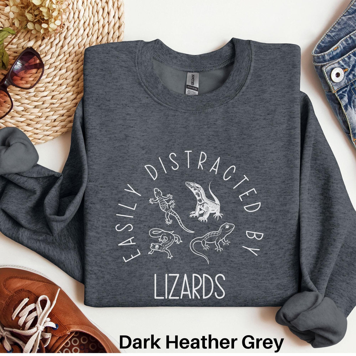 Lizard Sweatshirt Easily Distracted By Lizards Amphibians Sweater Reptile Gift Lizard Sweater Lizard Lover Gift Reptile Sweatshirt Sweatshirt – Premium Graphic · Perfect For Daily Wear