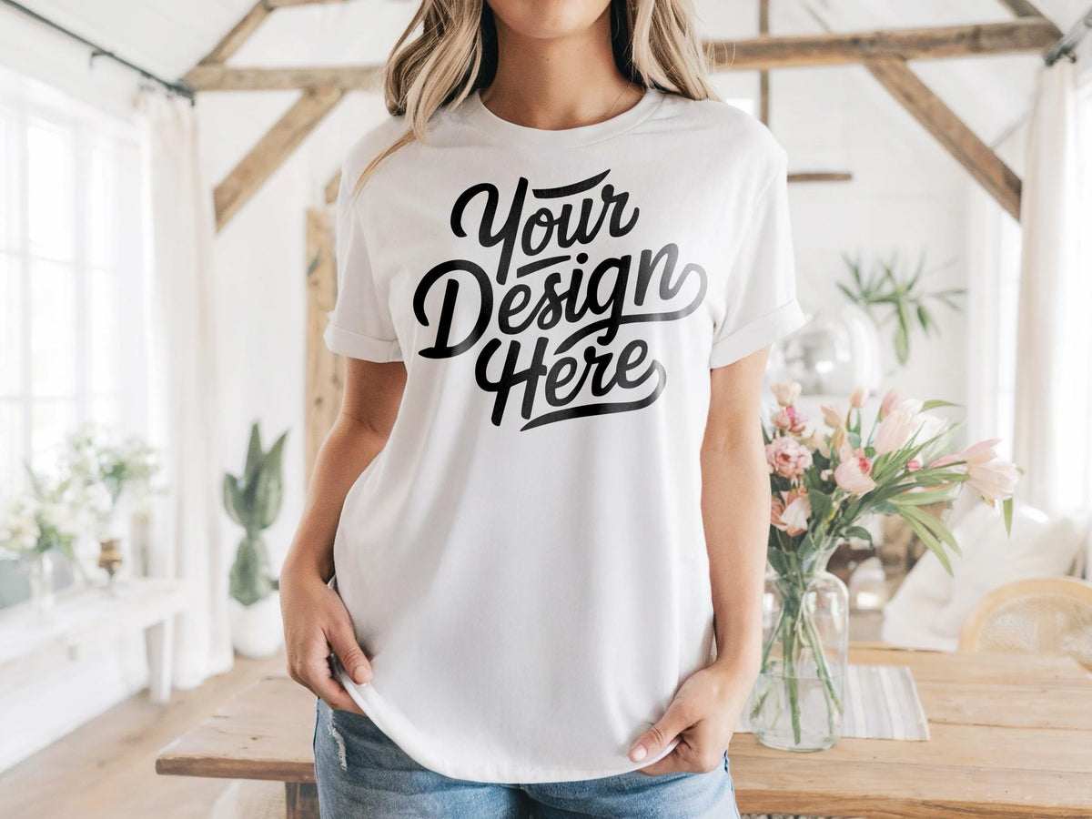 Bella Canvas 3001 White Shirt Mockup T shirt Mockup 3001 Bella Canvas Shirt Model Mockup T Shirt Mockup Bella Canvas White TShirt Mockup Graphic Tee – Aesthetic Look · Perfect For Daily Wear
