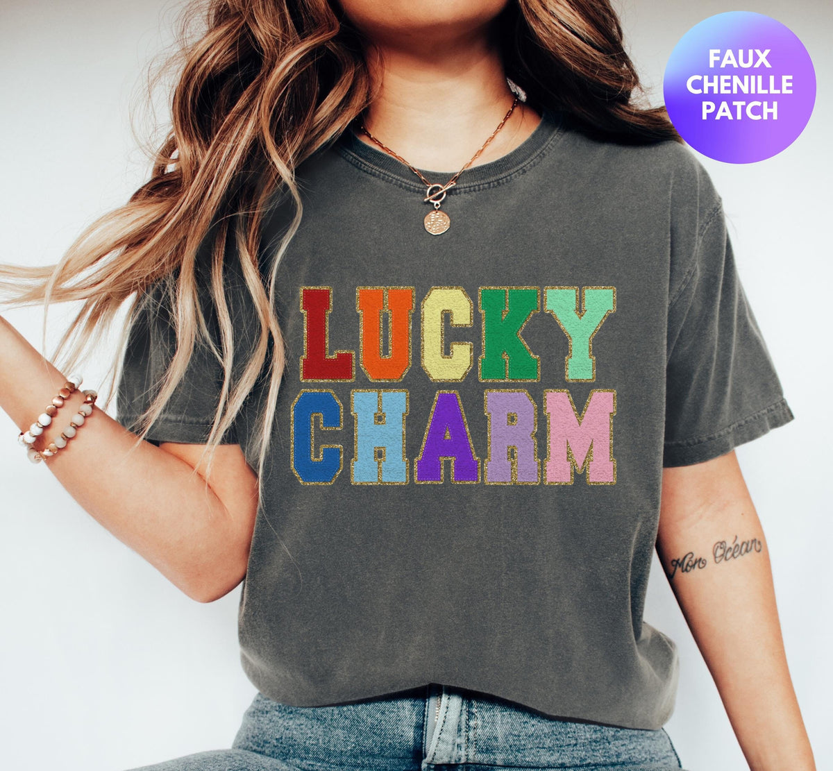 Faux Chenille Patch Lucky Shirt Funny St Patrick39s Day Shirt Retro St Patrick39s Day Shirt St Pattys Day Shirt St Patricks Day Shirt Graphic Tee – Feel-Good Design · Perfect For Daily Wear