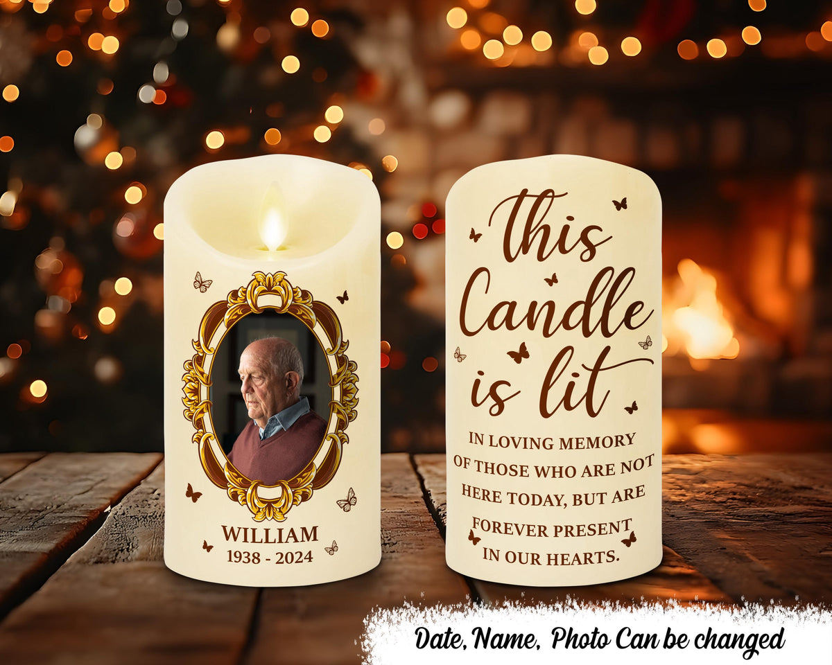 This Candle Is Lit In Loving Memory Personalized Flameless Led Candle Memorial Gift Sympathy Gift Bereavement Gift Thinking of You Gift Graphic Tee – Fan Favorite · High-Quality Print