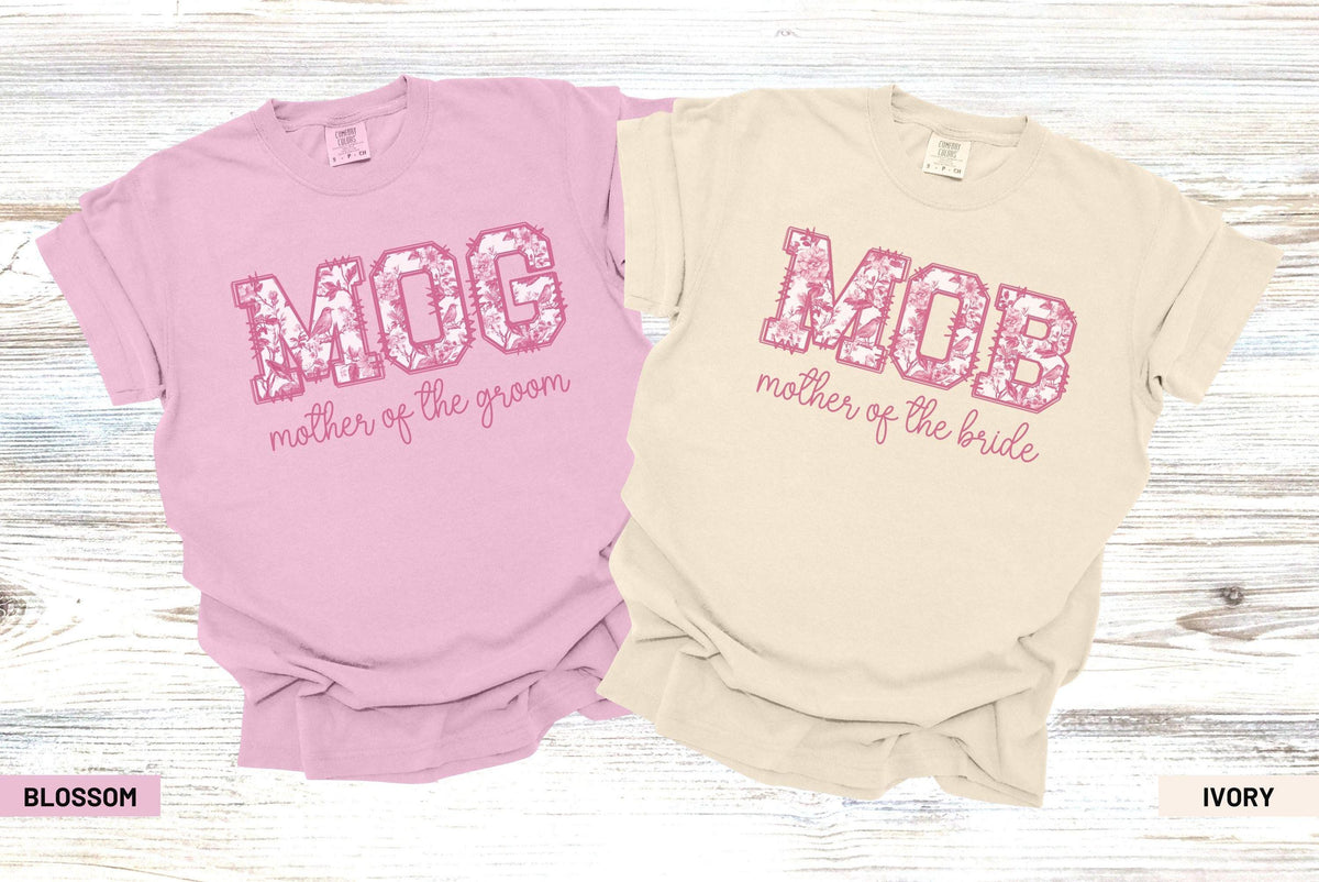Mother of the Bride Groom Shirt Comfort Colors Bridal Party Getting Ready Outfit Gift From Daughter Son Toile De Jouy MOB Tshirt MOG Tee Graphic Tee – Soft Feel · Great Gift For Fans