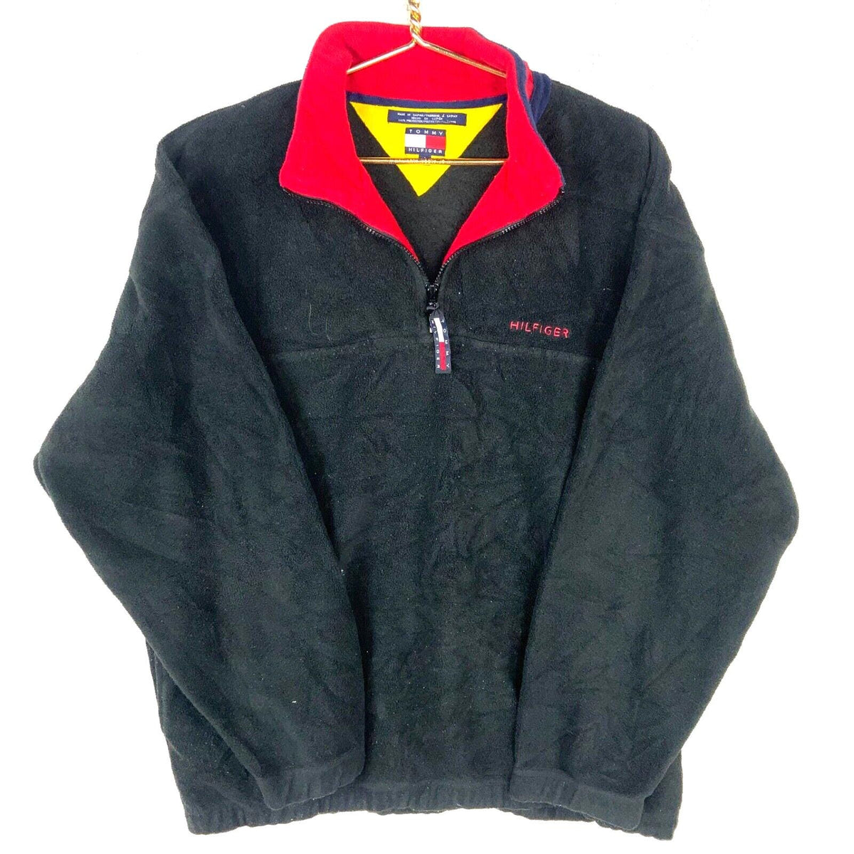 Tommy Hilfiger Fleece Sweater Quarter Zip Jacket Size Large Black Graphic Tee – Bold Style · Perfect For Daily Wear