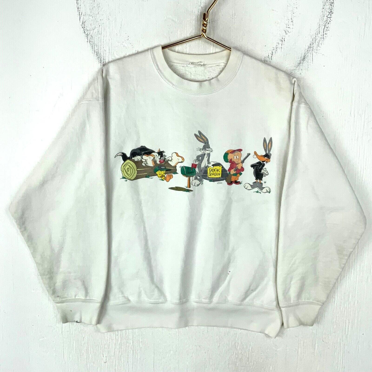 Vintage Looney Tunes Characters Sweatshirt Crewneck Large Double Sided Sweatshirt – Warm & Stylish · Perfect For Daily Wear
