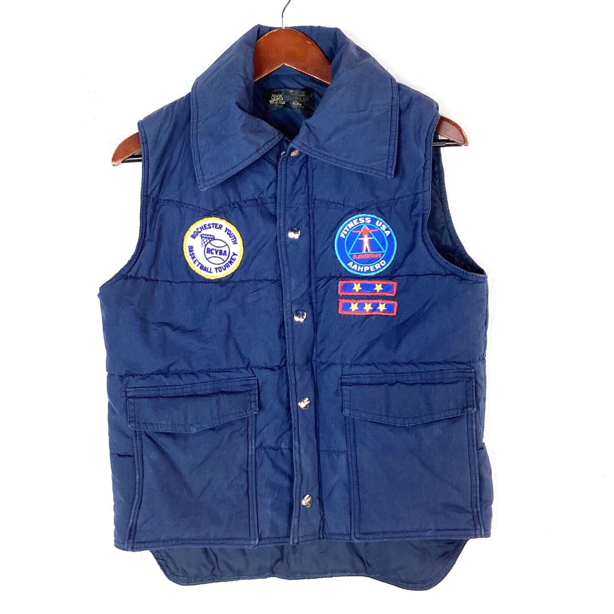 Vintage 1980s Puffer Vest Jacket Size Small Blue Full Zip 80s Graphic Tee – Feel-Good Design · Must-Have Style