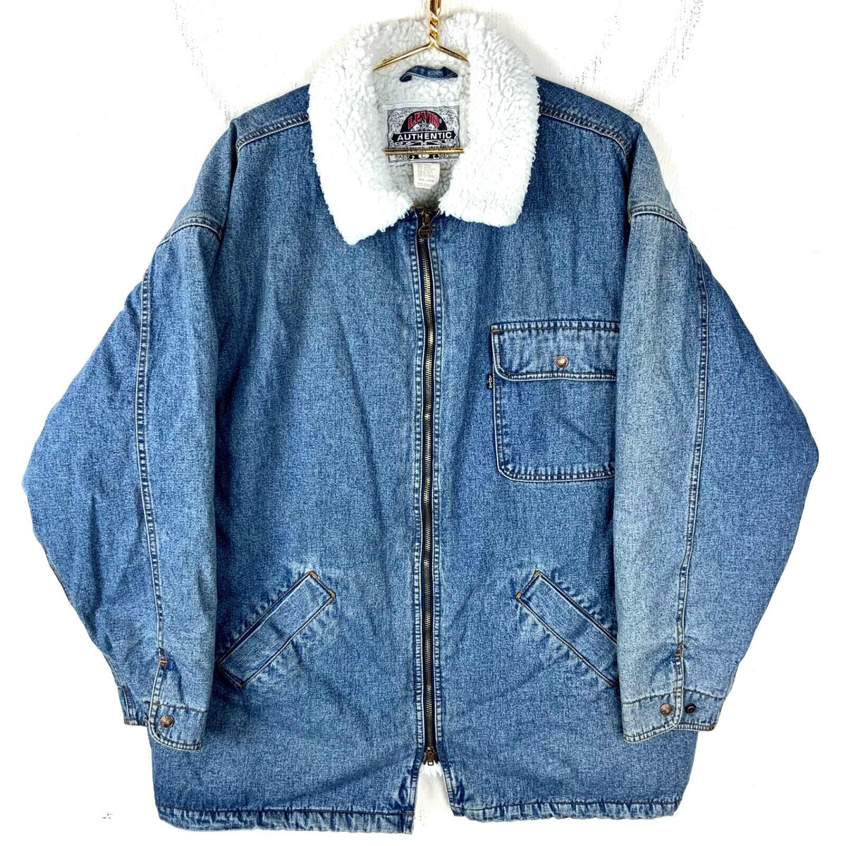 Vintage Levis Denim Jean Jacket Large Medium Wash Full Zip Sherpa Lined Graphic Tee – Cozy Vibes · Great Gift For Fans