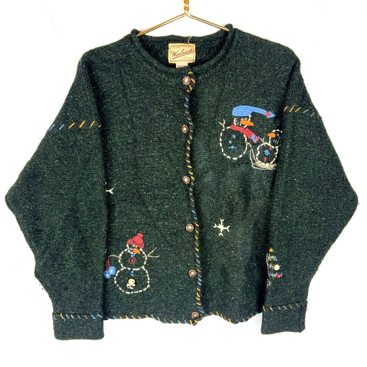 Vintage Woolrich Knit Wool Cardigan Sweater Womens Medium Green Crewneck 90s Graphic Tee – Warm & Stylish · Top Pick For Any Outfit