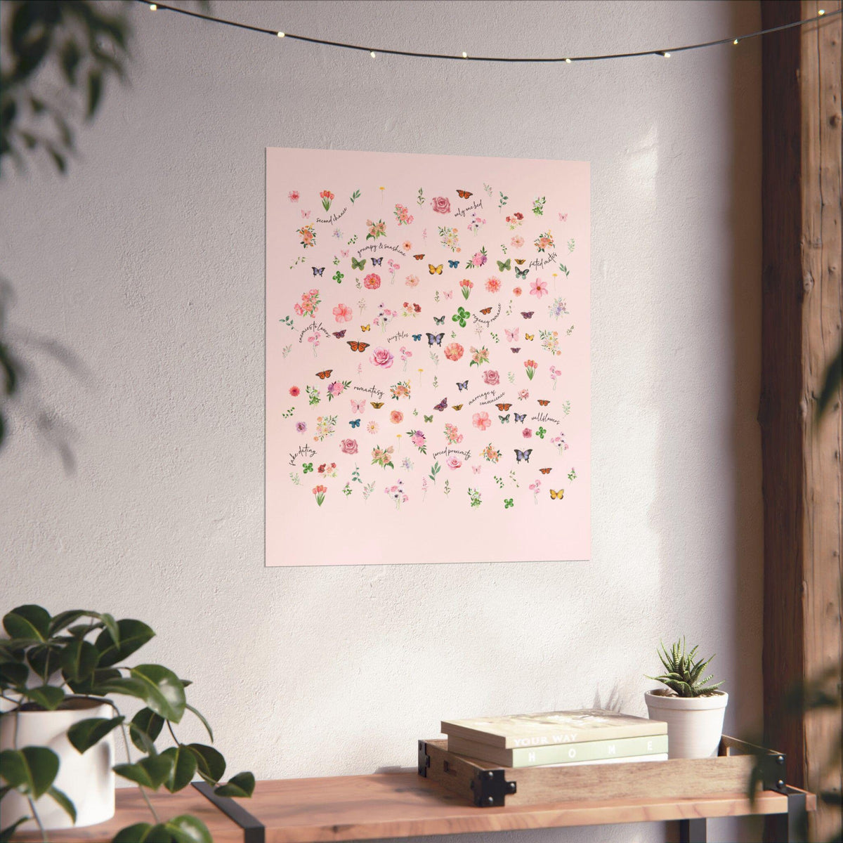 Whimsical Romance Tropes Poster Print with Flowers and Butterfly Gift for Bookworm Who Loves Romance Novels and Romantasy Books Book Lover Graphic Tee – Soft Feel · Must-Have Style