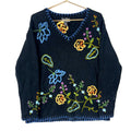 Vintage Grandma Knit Sweater Womens 2XL Black Vneck Floral 90s Graphic Tee – Fan Favorite · High-Quality Print