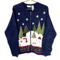 Vintage Grandma Knit Sweater Womens Extra Large Blue Full Zip Snowman 90s Graphic Tee – Premium Graphic · Great Gift For Fans