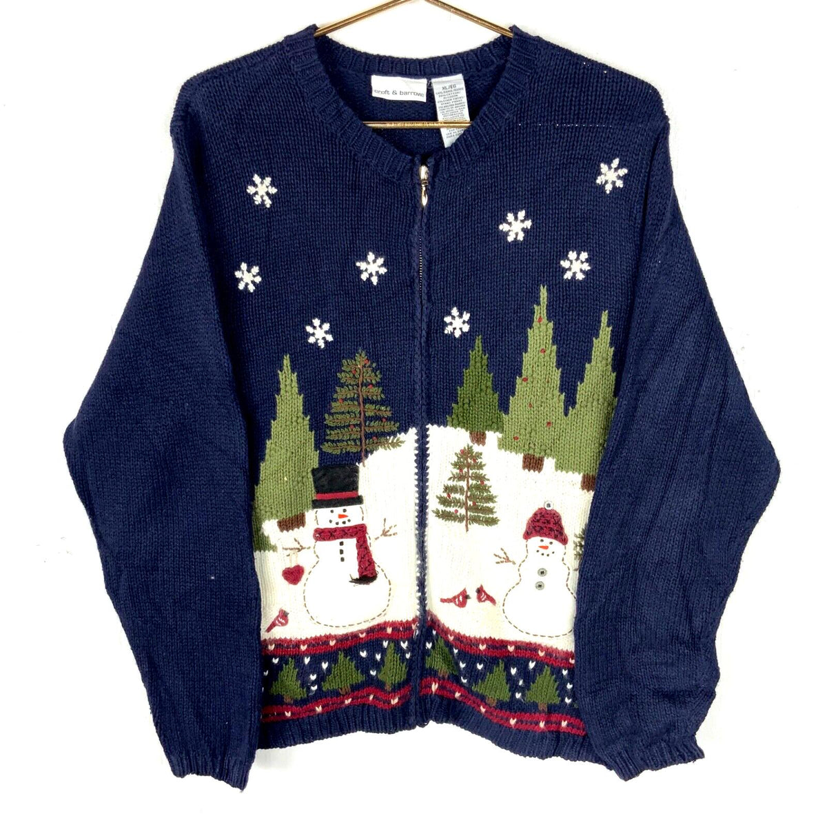 Vintage Grandma Knit Sweater Womens Extra Large Blue Full Zip Snowman 90s Graphic Tee – Premium Graphic · Great Gift For Fans
