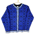 LL Bean Knit Cardigan Sweater Womens Medium Blue Pattern 90s Graphic Tee – Aesthetic Look · Top Pick For Any Outfit