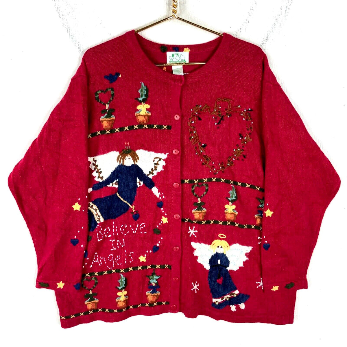 Vintage Grandma Knit Cardigan Sweater Womens 2XL Red Angels 90s Graphic Tee – Feel-Good Design · Great Gift For Fans