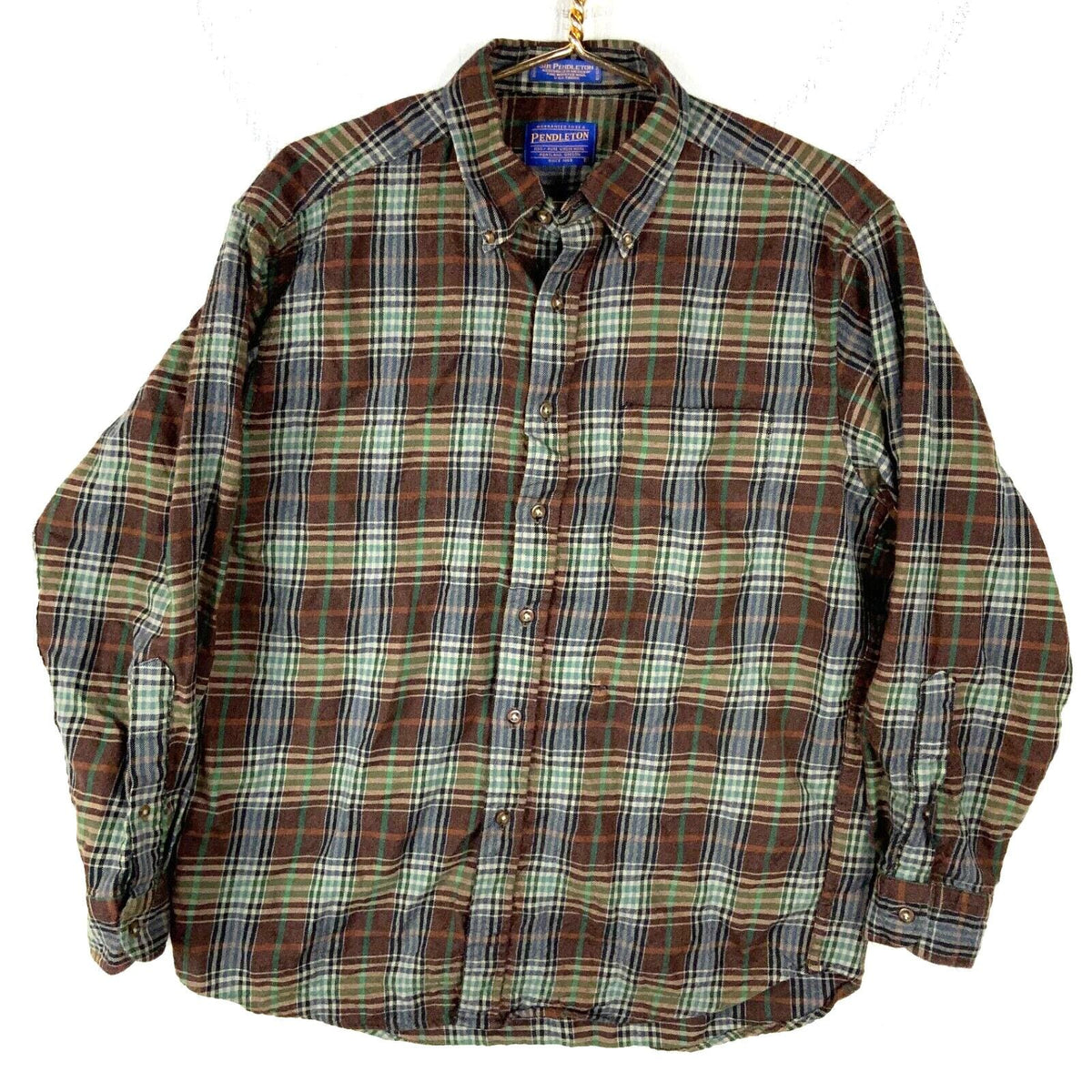 Vintage Pendleton Shirt Large Brown Checkered Button Up Long Sleeve Wool Graphic Tee – Warm & Stylish · Top Pick For Any Outfit