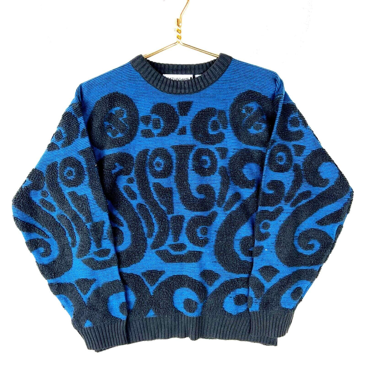 Vintage Grandma Knit Sweater Womens Large Blue Crewneck Pattern 90s Graphic Tee – Aesthetic Look · Must-Have Style