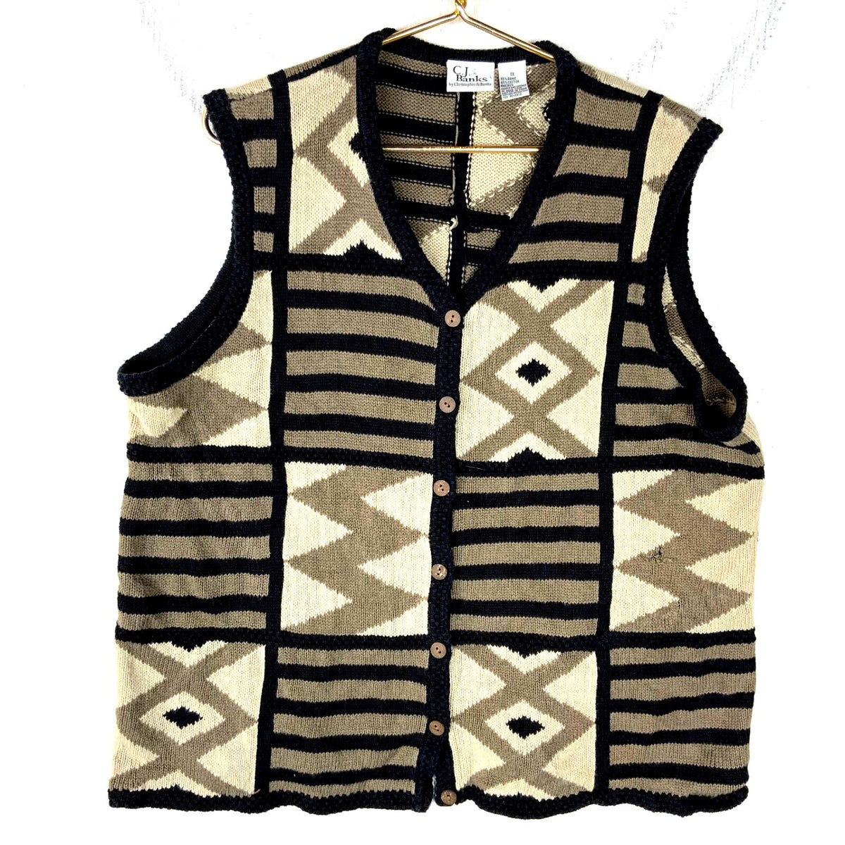 Vintage Grandma Knit Sweater Vest Womens Extra Large Brown Pattern 90s Graphic Tee – Cozy Vibes · Must-Have Style