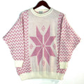 Vintage Grandma Knit Sweater Womens Medium Pink Crewneck Pattern 90s Graphic Tee – Cozy Vibes · Great Gift For Fans