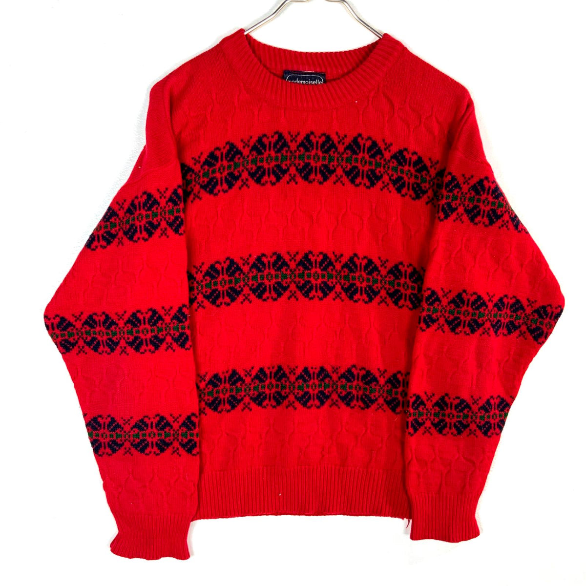 Vintage Grandma Knit Sweater Womens Medium Red Crewneck Pattern 90s Graphic Tee – Warm & Stylish · Perfect For Daily Wear