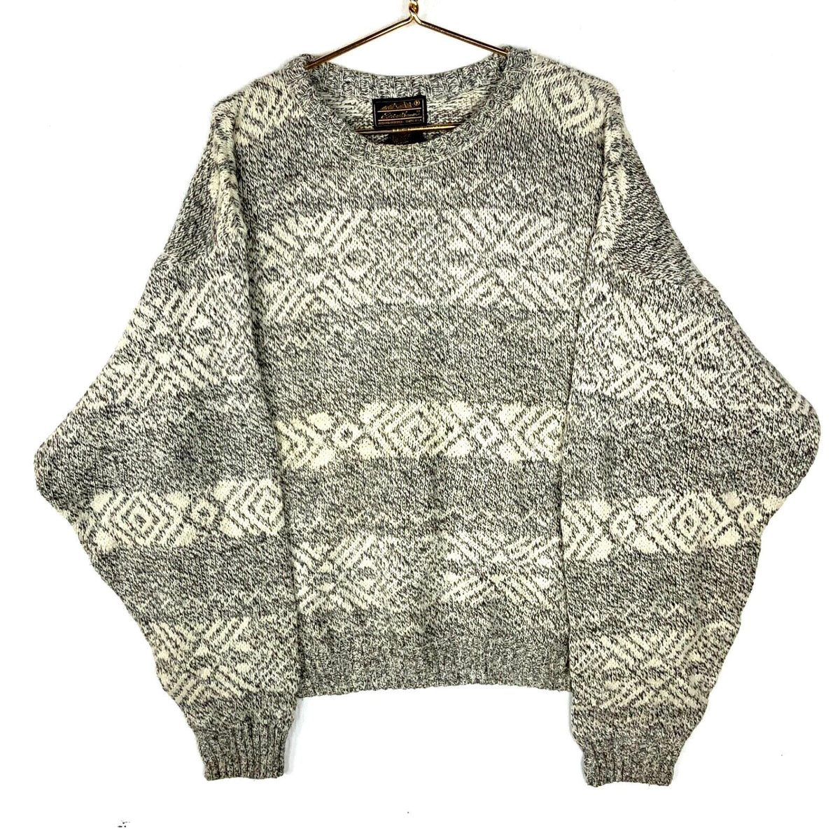 Vintage Eddie Bauer Knit Wool Sweater Extra Large Gray Crewneck Pattern 90s Graphic Tee – Aesthetic Look · Perfect For Daily Wear