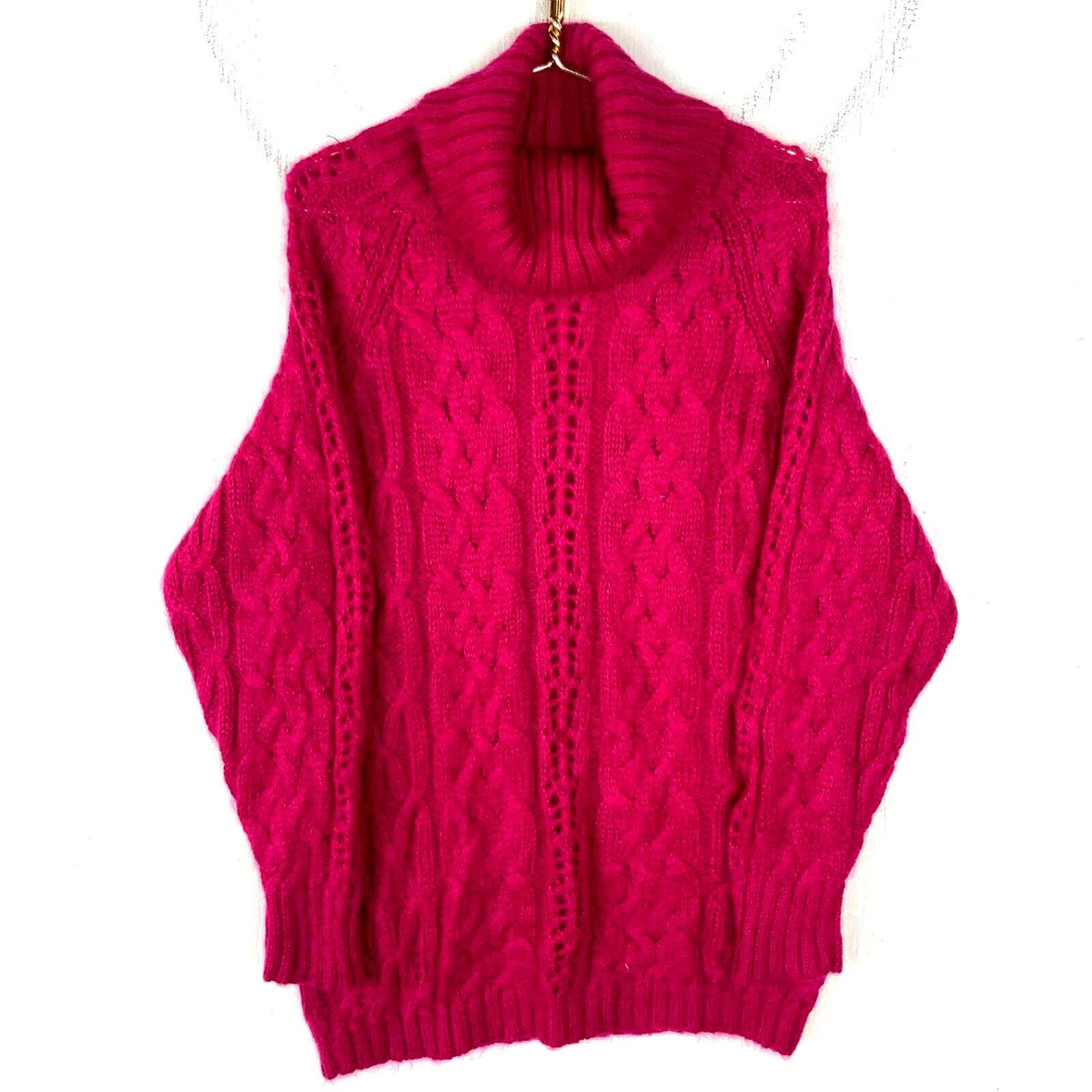 Vintage Grandma Knit Mohair Sweater Womens Small Pink Turtleneck 90s Graphic Tee – Aesthetic Look · Must-Have Style