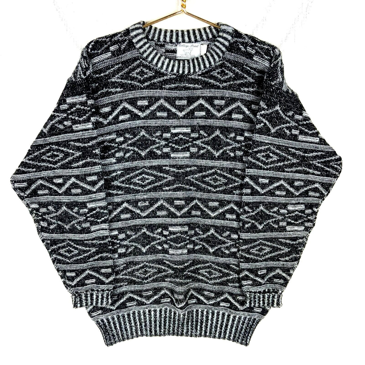 Vintage Grandpa Knit Sweater Medium Black Crewneck Striped Made Usa 90s Graphic Tee – Everyday Comfort · Great Gift For Fans