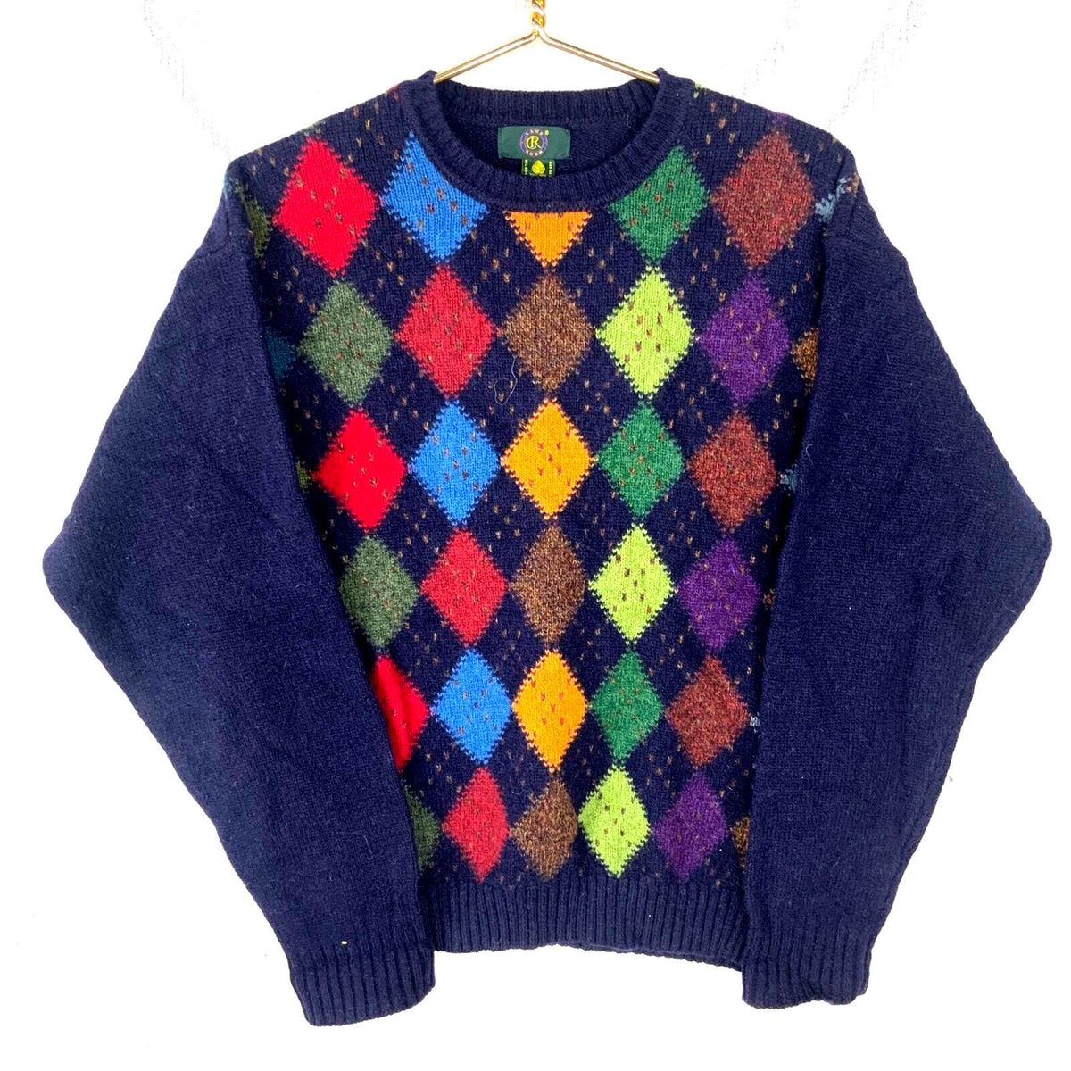 Vintage Grandpa Knit Wool Sweater Medium Blue Crewneck Argyle 90s Graphic Tee – Soft Feel · High-Quality Print