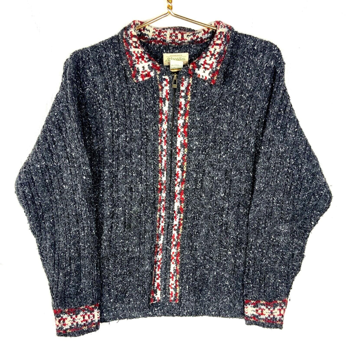 Vintage Grandma Knit Wool Sweater Womens Medium Gray Full Zip 90s Graphic Tee – Soft Feel · Must-Have Style