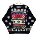 Vintage Woolrich Knit Wool Sweater XL Black Crewneck Aztec 90s Graphic Tee – Bold Style · Perfect For Daily Wear