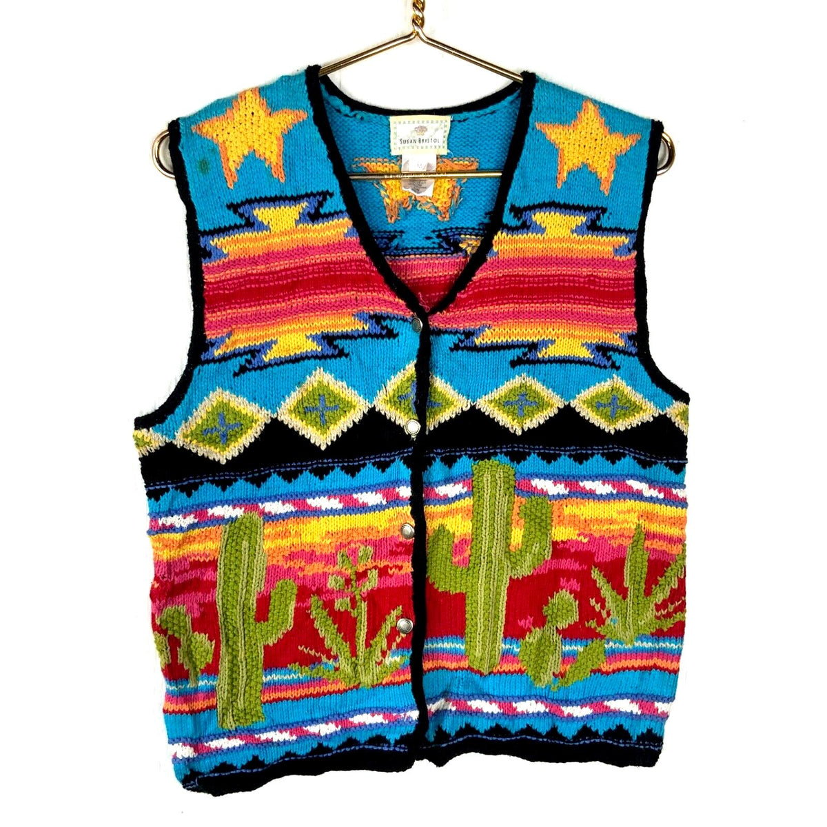 Vintage Grandma Hand Knit Sweater Vest Womens Medium Western Pattern 90s Graphic Tee – Easygoing Wear · Perfect For Daily Wear