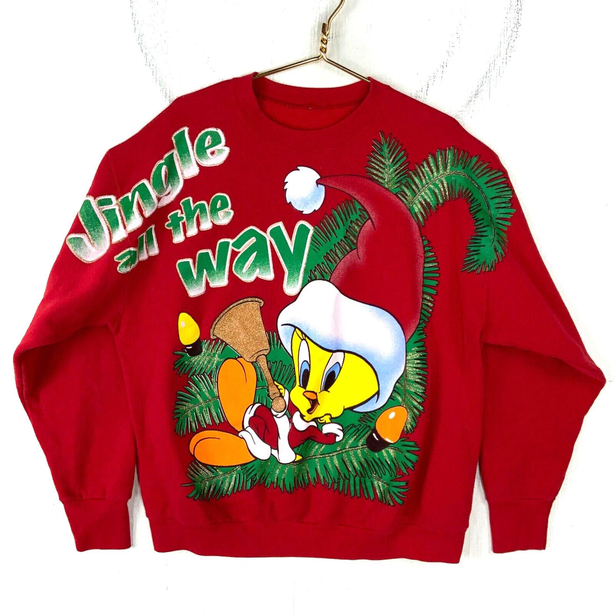 Vintage Tweety Looney Tunes Sweatshirt Crewneck XL Red Christmas All Over Print Sweatshirt – Aesthetic Look · High-Quality Print