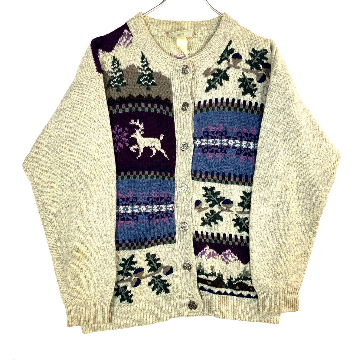 Vintage Grandma Knit Cardigan Sweater Womens Medium Beige Nature Wildlife 90s Graphic Tee – Premium Graphic · High-Quality Print