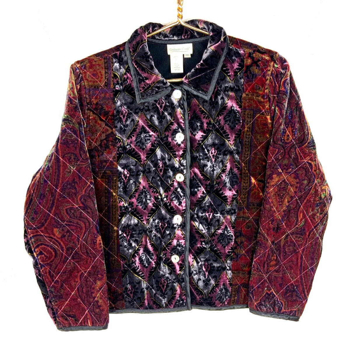 Vintage Coldwater Creek Quilted Sweater Jacket Womens PM Multicolor Paisley Graphic Tee – Premium Graphic · Top Pick For Any Outfit