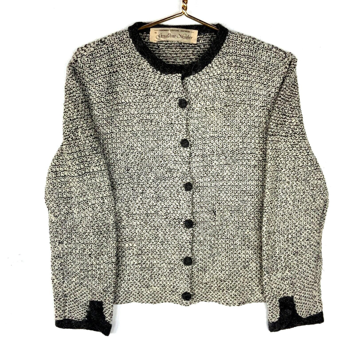 Vintage Grandma Hand Knit Cardigan Sweater Womens Medium Gray Graphic Tee – Aesthetic Look · Must-Have Style