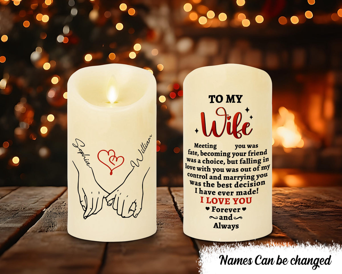To My Wife Meeting You Was Fate Couple Personalized Custom Led Candle Anniversary Gift For Her Birthday Gift Valentine Gift For Wife Graphic Tee – Easygoing Wear · Great Gift For Fans