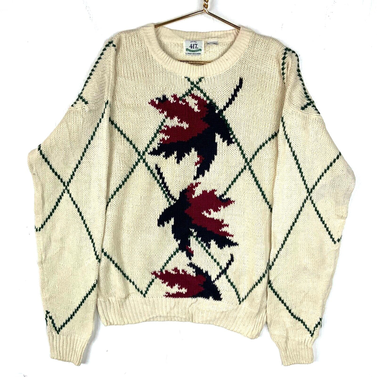 Vintage Grandpa Knit Sweater Size Large Beige Argyle Leaf 90s Graphic Tee – Feel-Good Design · Must-Have Style