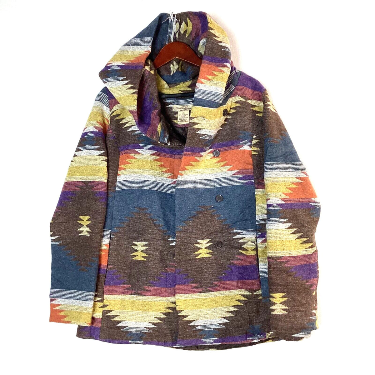 Vintage Paris Blues Abstract Women39s Hooded Wool Coat Jacket Size Large 90s Graphic Tee – Aesthetic Look · Must-Have Style