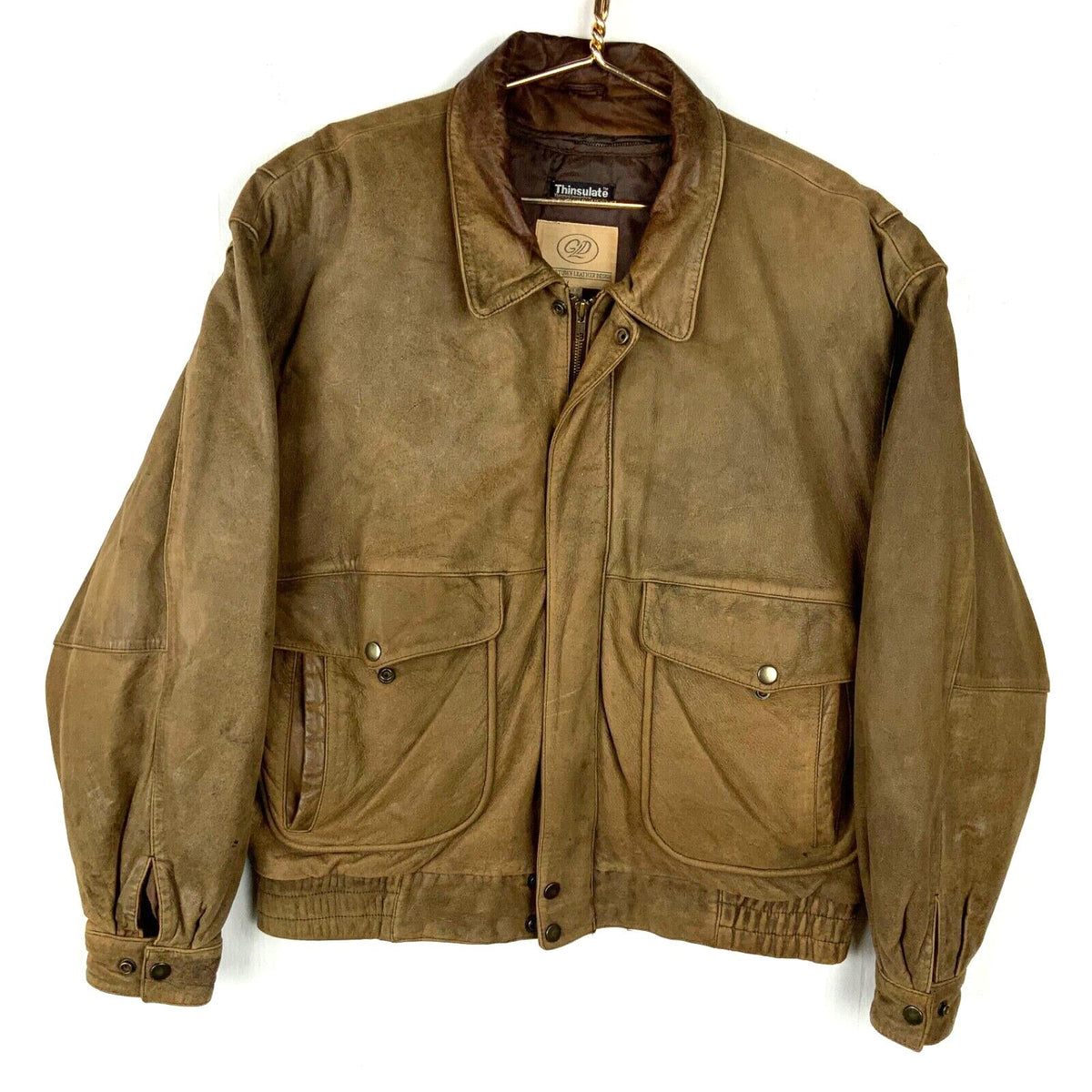 Vintage Georgetown Leather Designs Leather Bomber Jacket Large Brown Full Zip Graphic Tee – Fan Favorite · Trending Graphic Apparel
