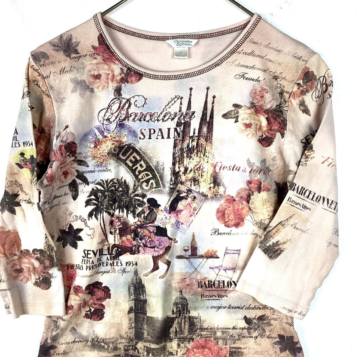 Vintage Barcelona Spain Rhinestone Womens TShirt Medium Made In Usa 90s Graphic Tee – Soft Feel · High-Quality Print