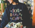 Cute 100 Day of School Sweatshirt Gingham Pattern and Stars Colorful Kindergarten Crew Matching Shirt Funny Teacher Celebrate 100th Day Sweatshirt – Premium Graphic · High-Quality Print