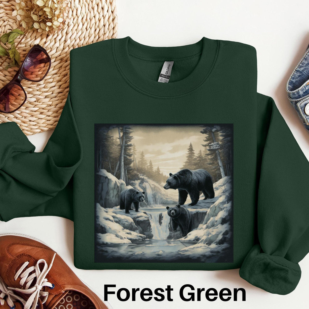 Retro Grizzly Bears Wilderness Scene Sweatshirt Winter Bears Sweater 90s Sweatshirt Nature Sweater Retro Crewneck Wildlife Sweatshirt Sweatshirt – Everyday Comfort · High-Quality Print