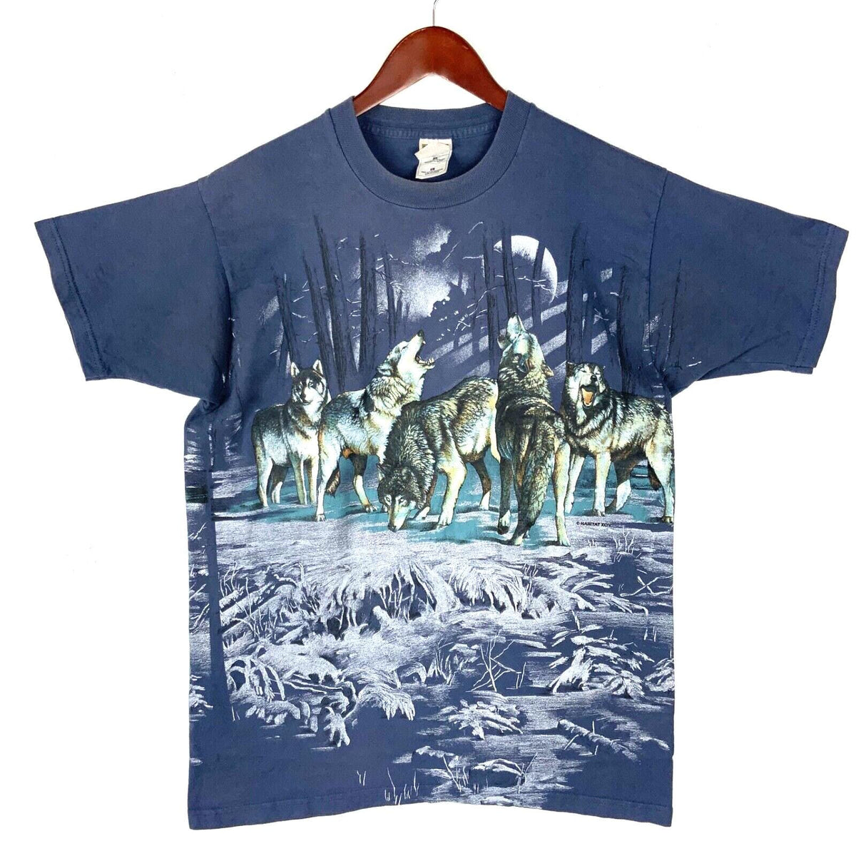 Vintage Wildlife Wolves TShirt Large Blue All Over Print Made In Canada Graphic Tee – Feel-Good Design · Perfect For Daily Wear
